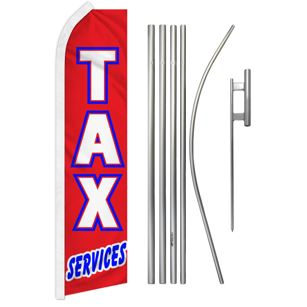Tax Services Swooper Flutter Feather Advertising Flag Kit IRS Filing Taxes