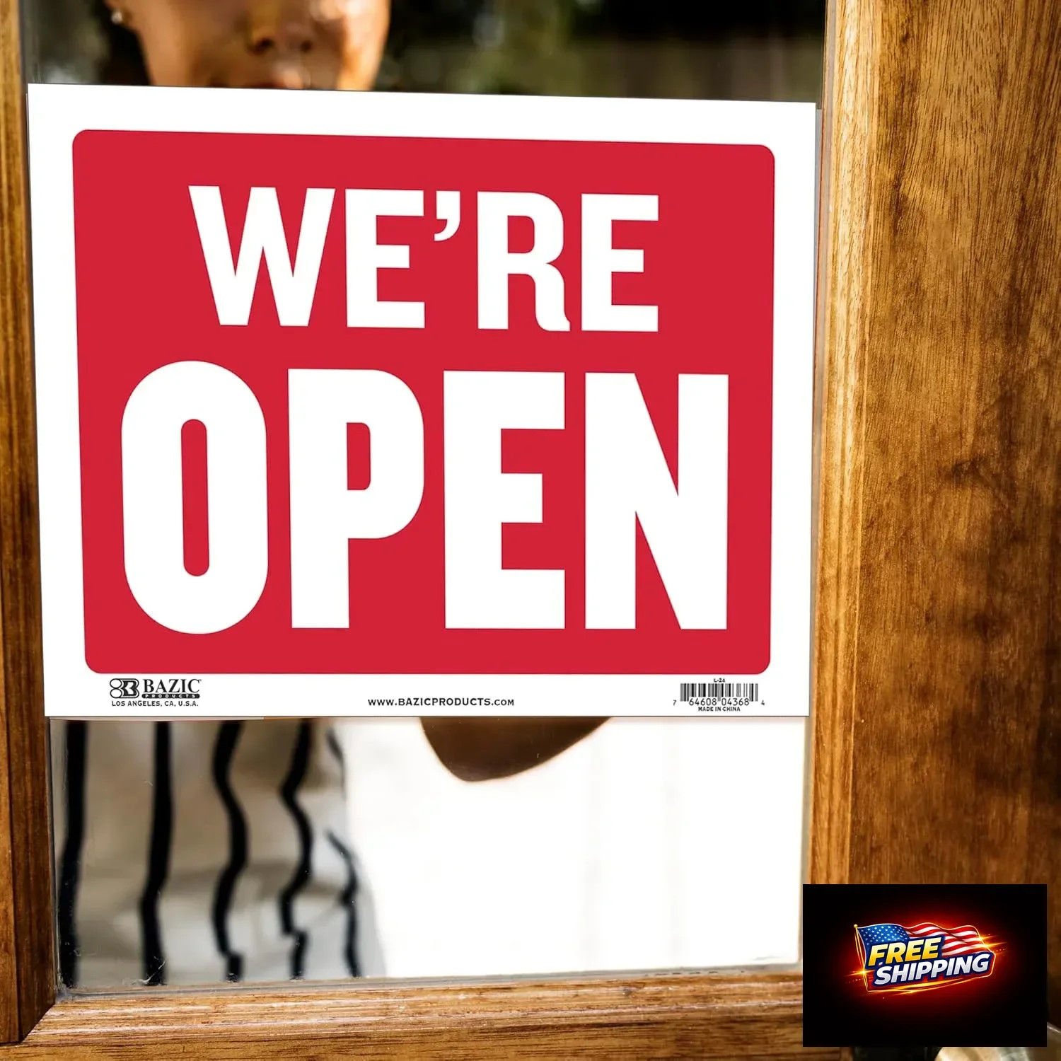 BAZIC Products Open & Closed Sign 12″x16″, Double Sides Plastic Vinyl Signs, Bus
