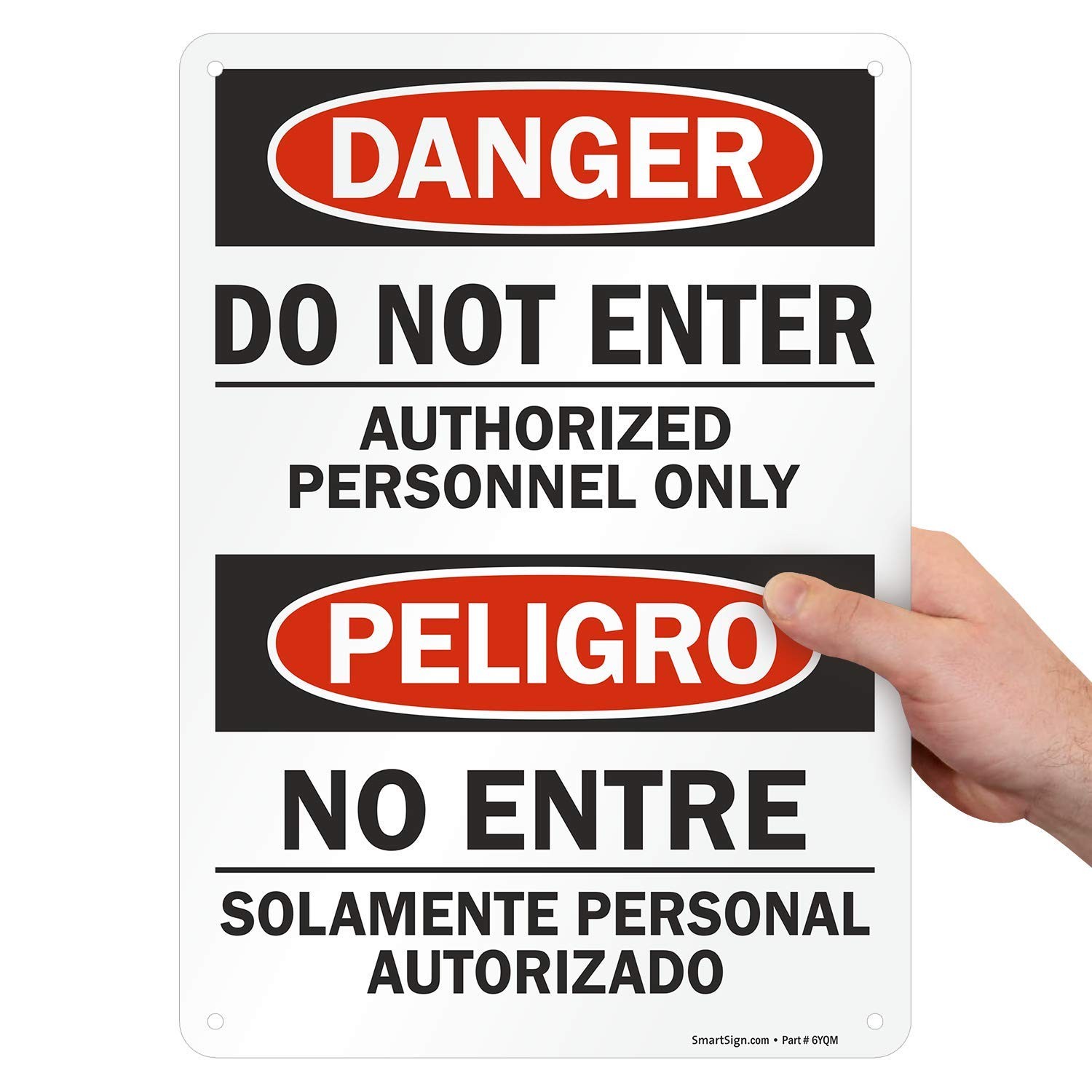 “Danger – Do Not Enter Authorized Personnel Only” Bilingual Sign | 10″ x 14″ …