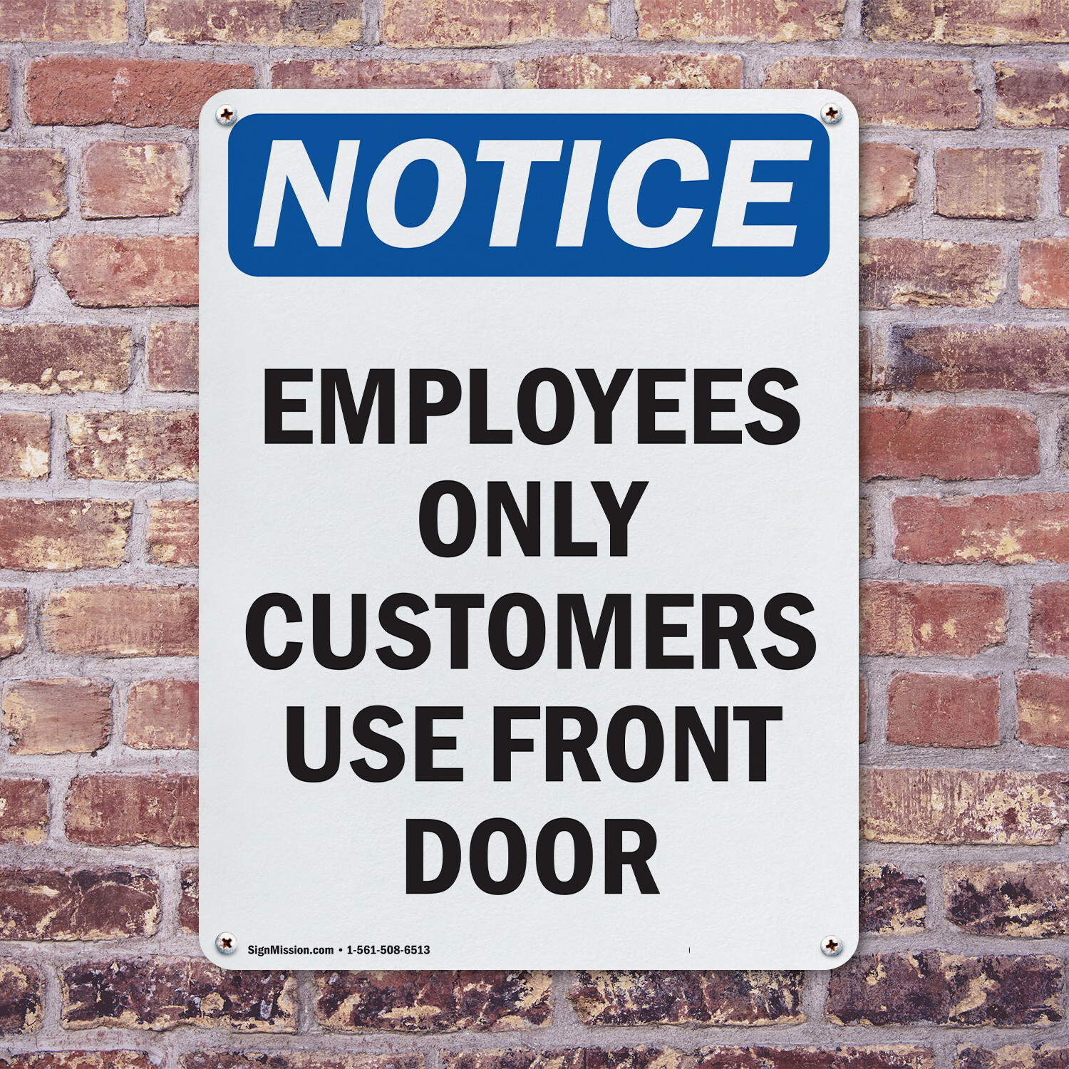 (2 Pack) Employees Only Customers Use Front Door OSHA Notice Sign Decal Metal