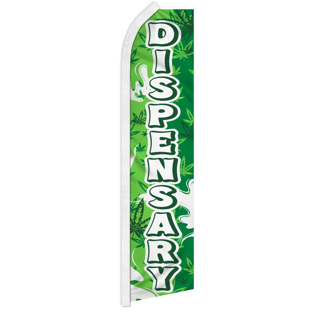 “DISPENSARY” advertising super flag swooper banner business CBD Marijuana MJ grn