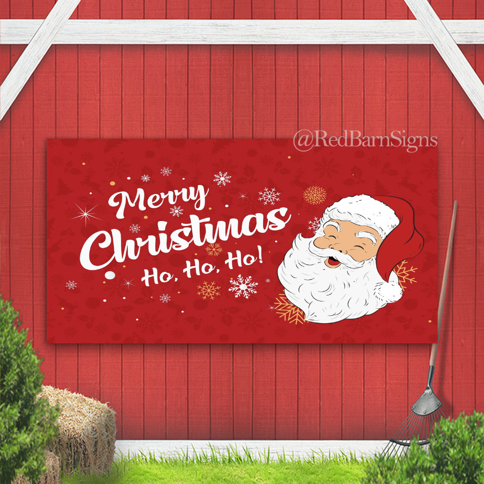 Santa Claus Merry Christmas ho ho ho indoor outdoor banner sign