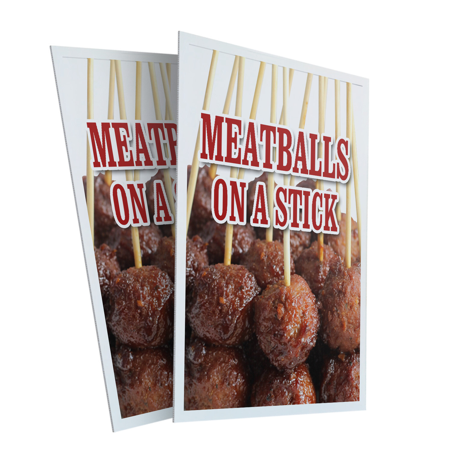Meatballs On A Stick 24″ x 36″ 2 Pack Of Store Sign Plastic Or Decal