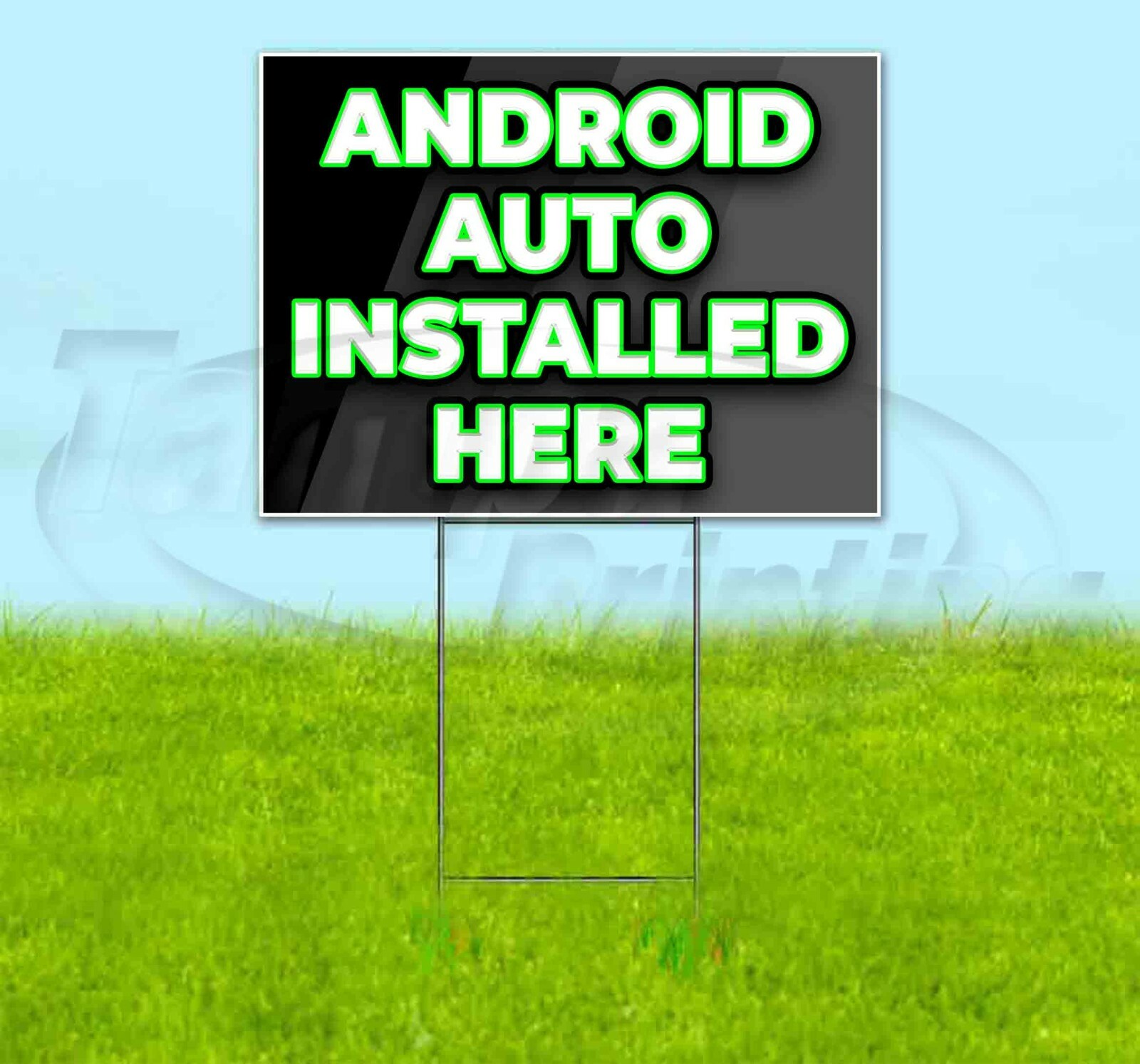 ANDROID AUTO INSTALLED HERE 18×24 Yard Sign Corrugated Plastic Bandit Lawn USA