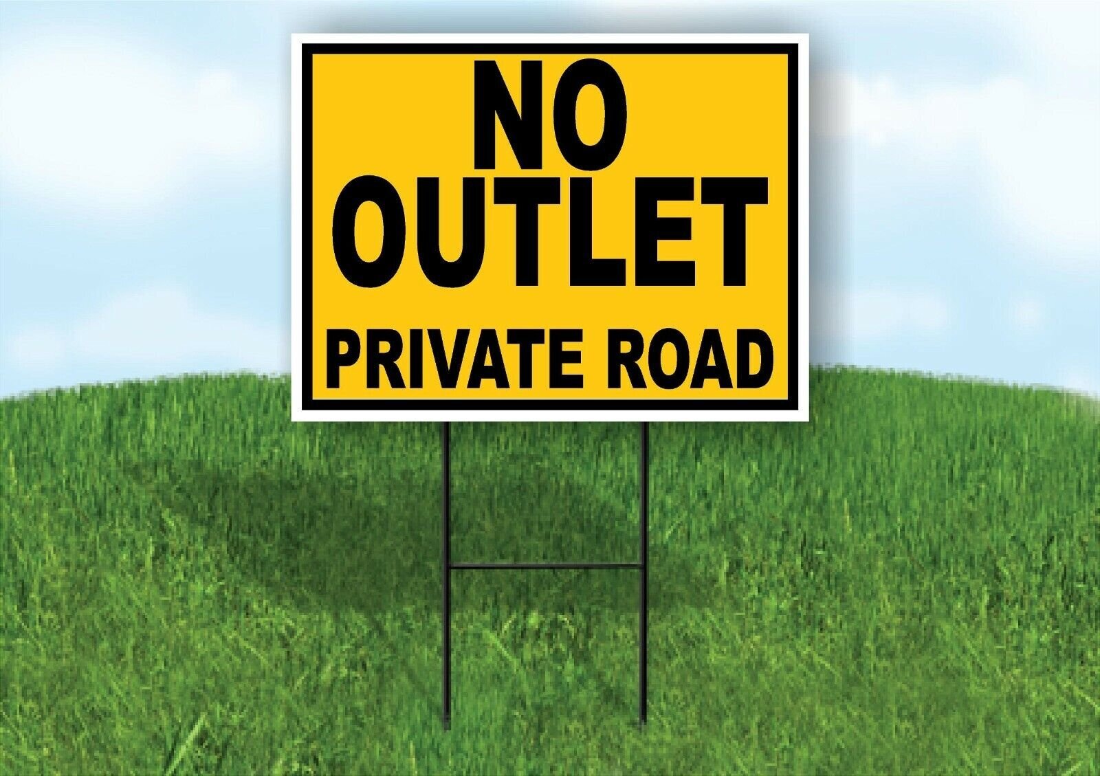 NO OUTLET PRIVATE ROAD YELLOW BLACK Yard Sign with Stand LAWN SIGN