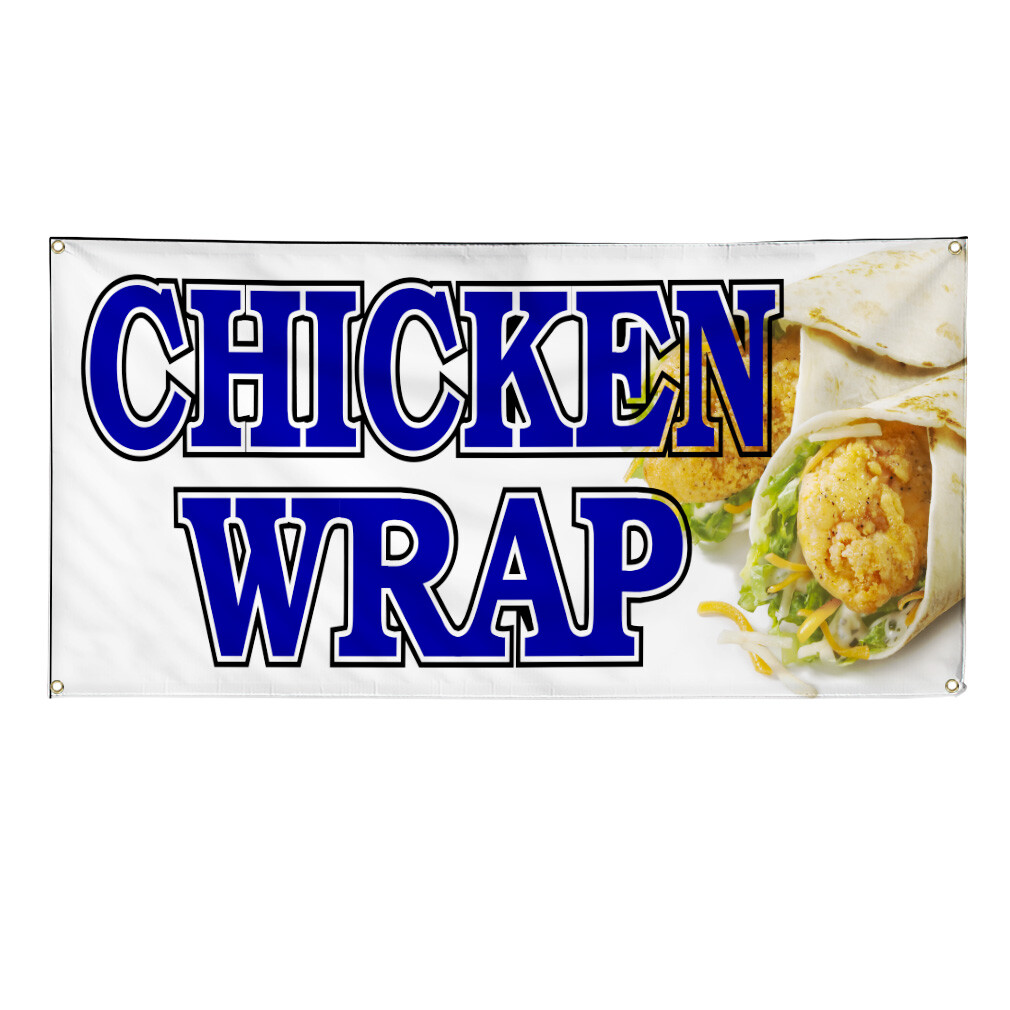 Vinyl Banner Multiple Sizes Chicken Wrap Food Fair Truck Restaurant Outdoor
