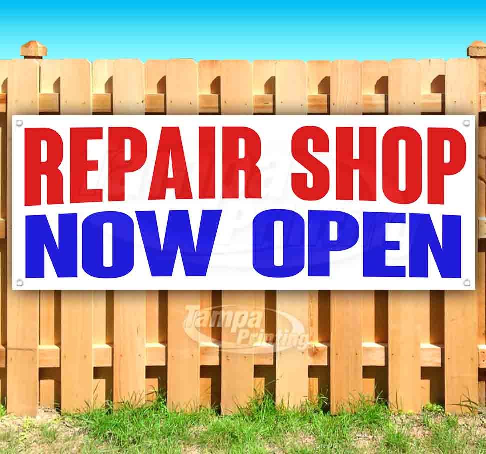 REPAIR SHOP NOW OPEN Advertising Vinyl Banner Flag Sign Many Sizes