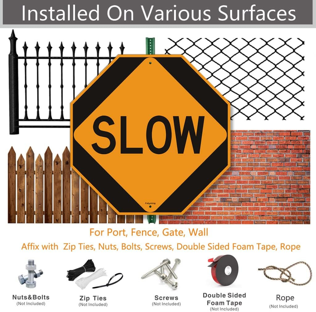 2 Pack Slow Sign Slow down Signs 12 X 12 Inches Safety Traffic Stree Sign Engine