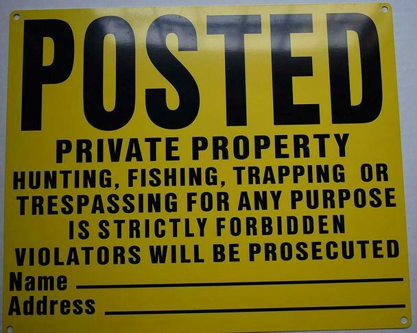 Posted Private Property No Hunting Fishing Trapping Sign (Aluminium…ref0420