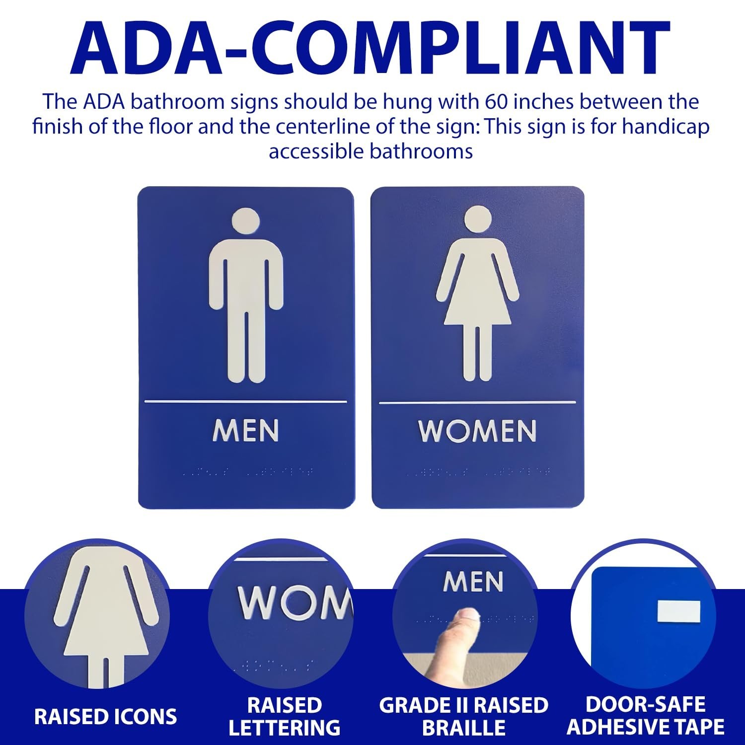 Men’s and Women’s Restroom Signs, ADA-Compliant Bathroom Door Signs for Offic…
