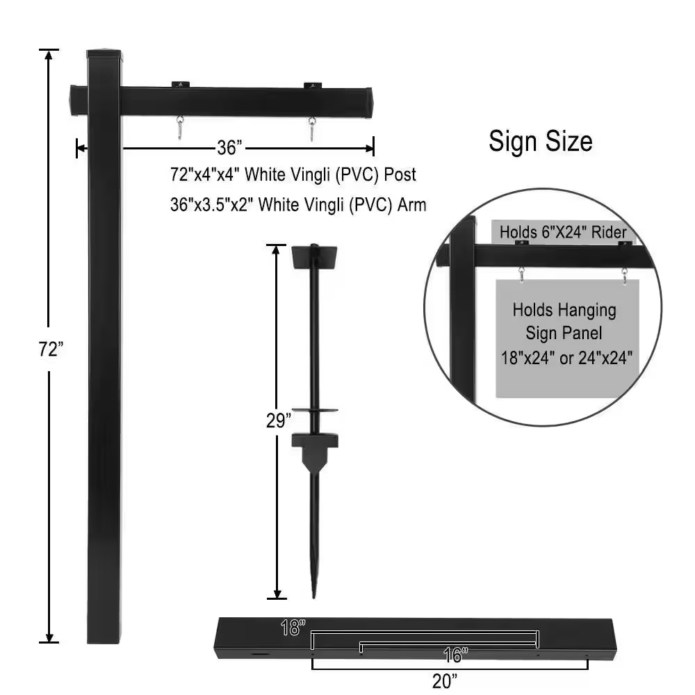 6′ Vinyl PVC Real Estate Sign Post, Commercial Realtor Home for Sale Ads, Busine