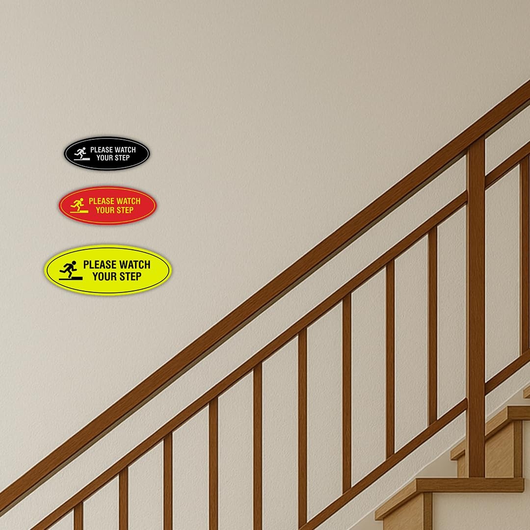 Oval Please Watch Your Step Sign