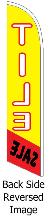 TILE SALE WINDLESS BANNER FLAG Tall Curved Top Advertising Sign Feather Swooper