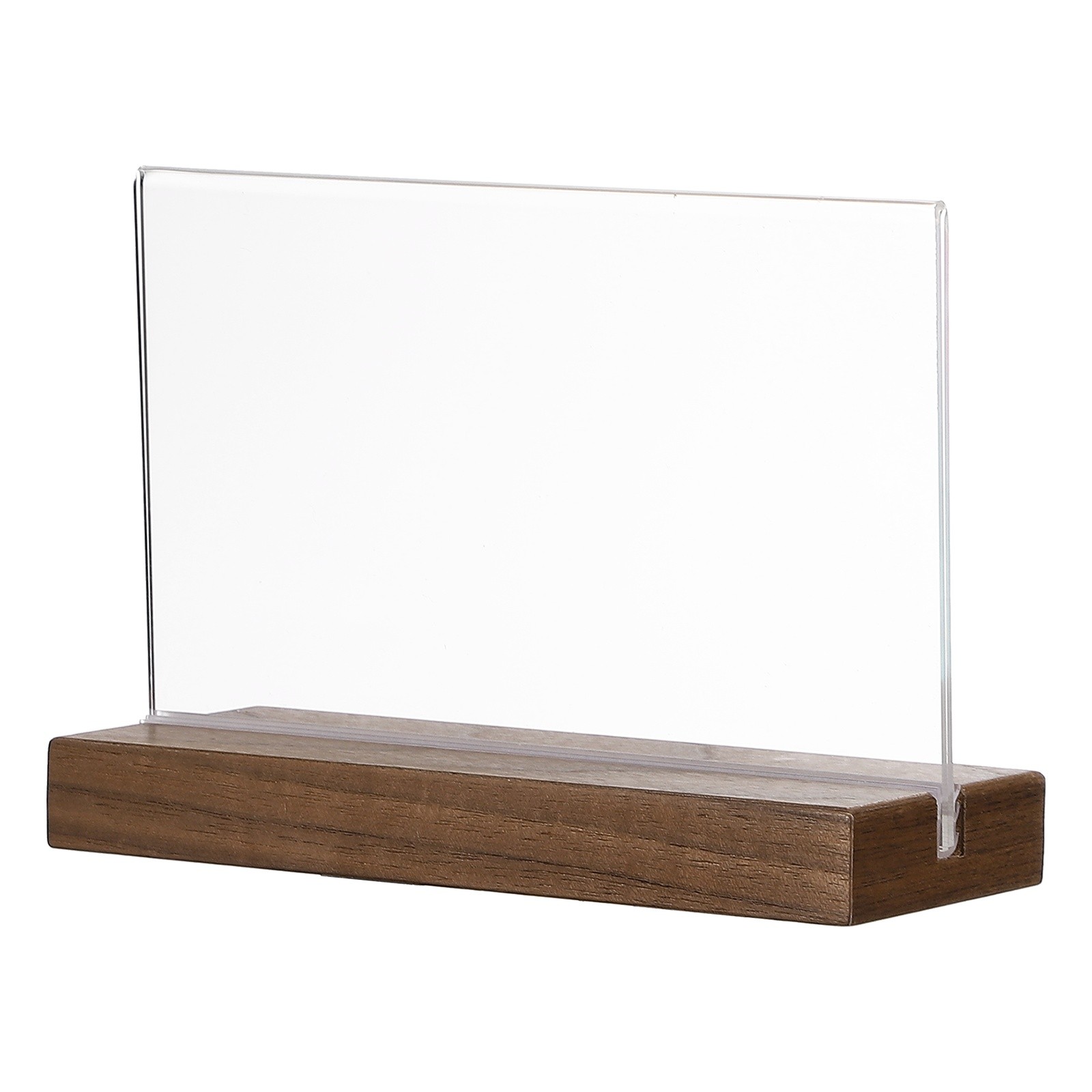 6″ x 4″ Acrylic Sign Holder Wood Base, T-Shape A6 Clear Holder Horizontal