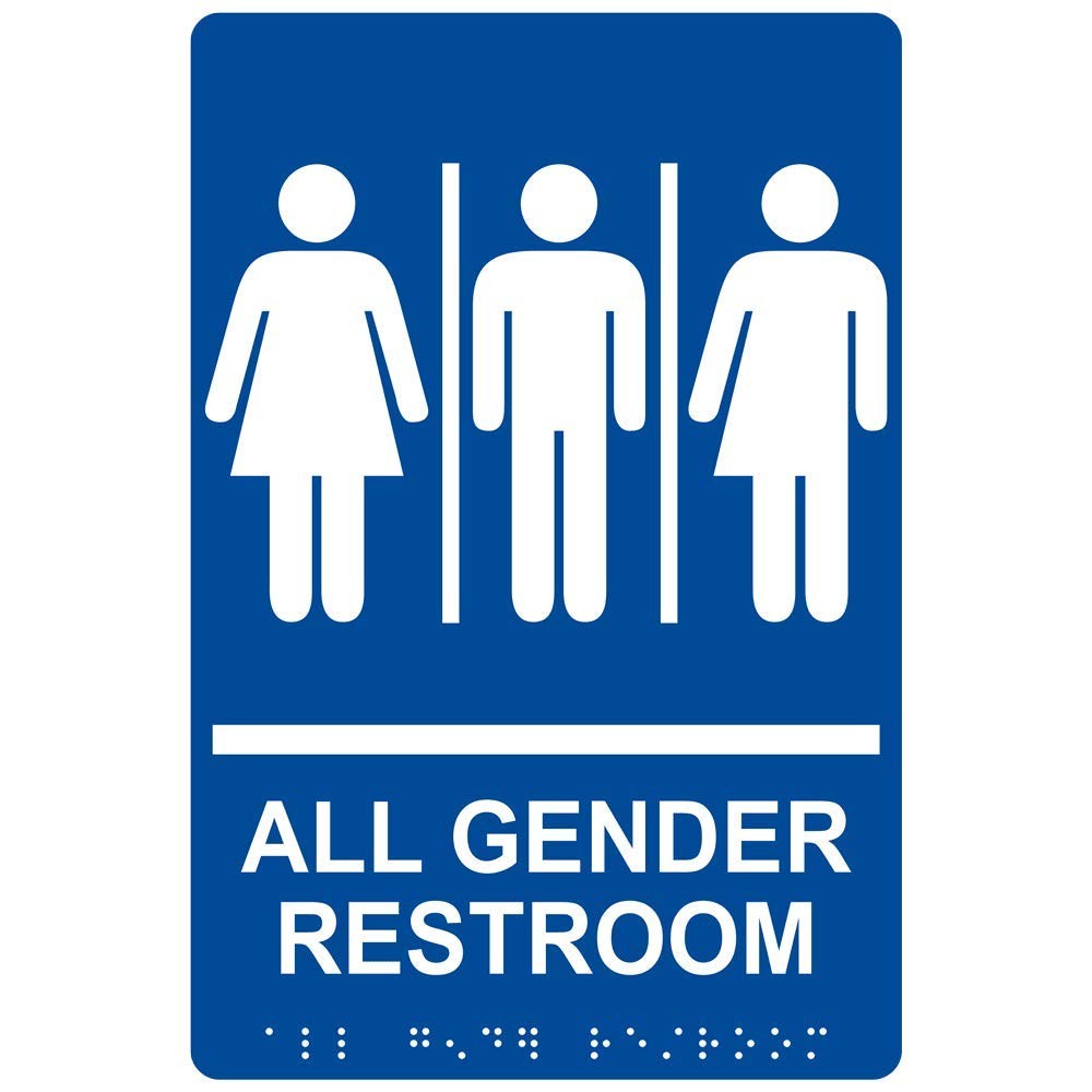 All Gender Restroom Sign, ADA-Compliant Braille and Raised Letters, 9×6 inch …
