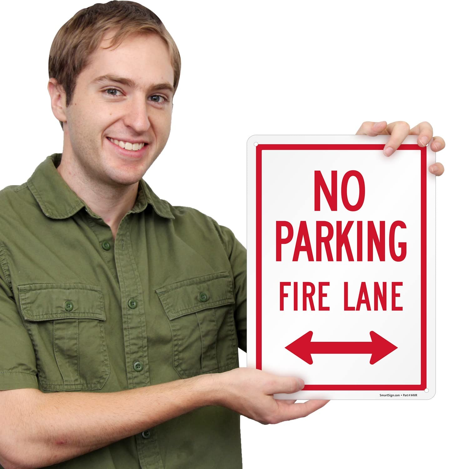 14 x 10 inch “No Parking – Fire Lane” Metal Sign with Bidirectional Arrow, 40…