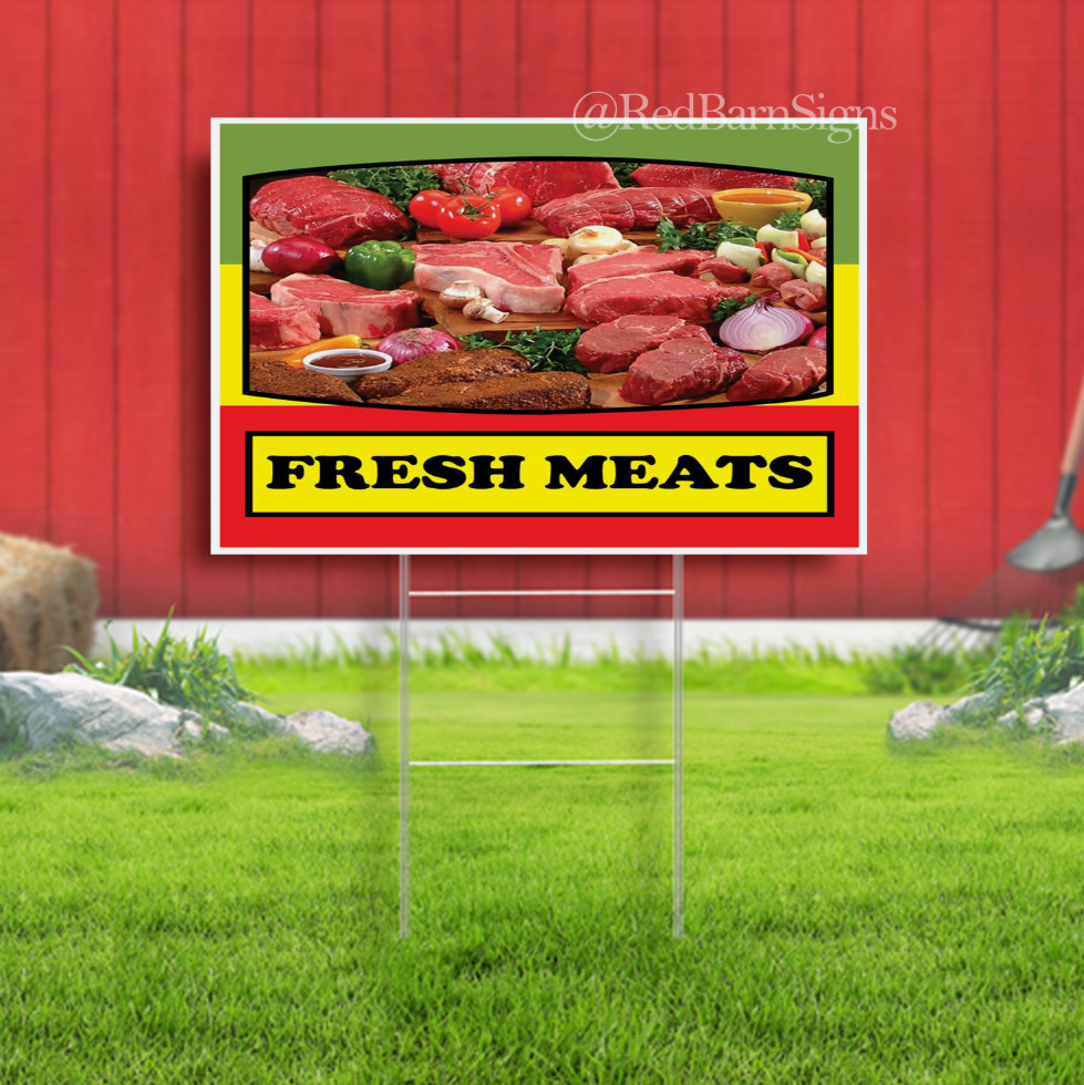 Food Truck Fresh Meats Restaurant & Food Concession Yard Sign