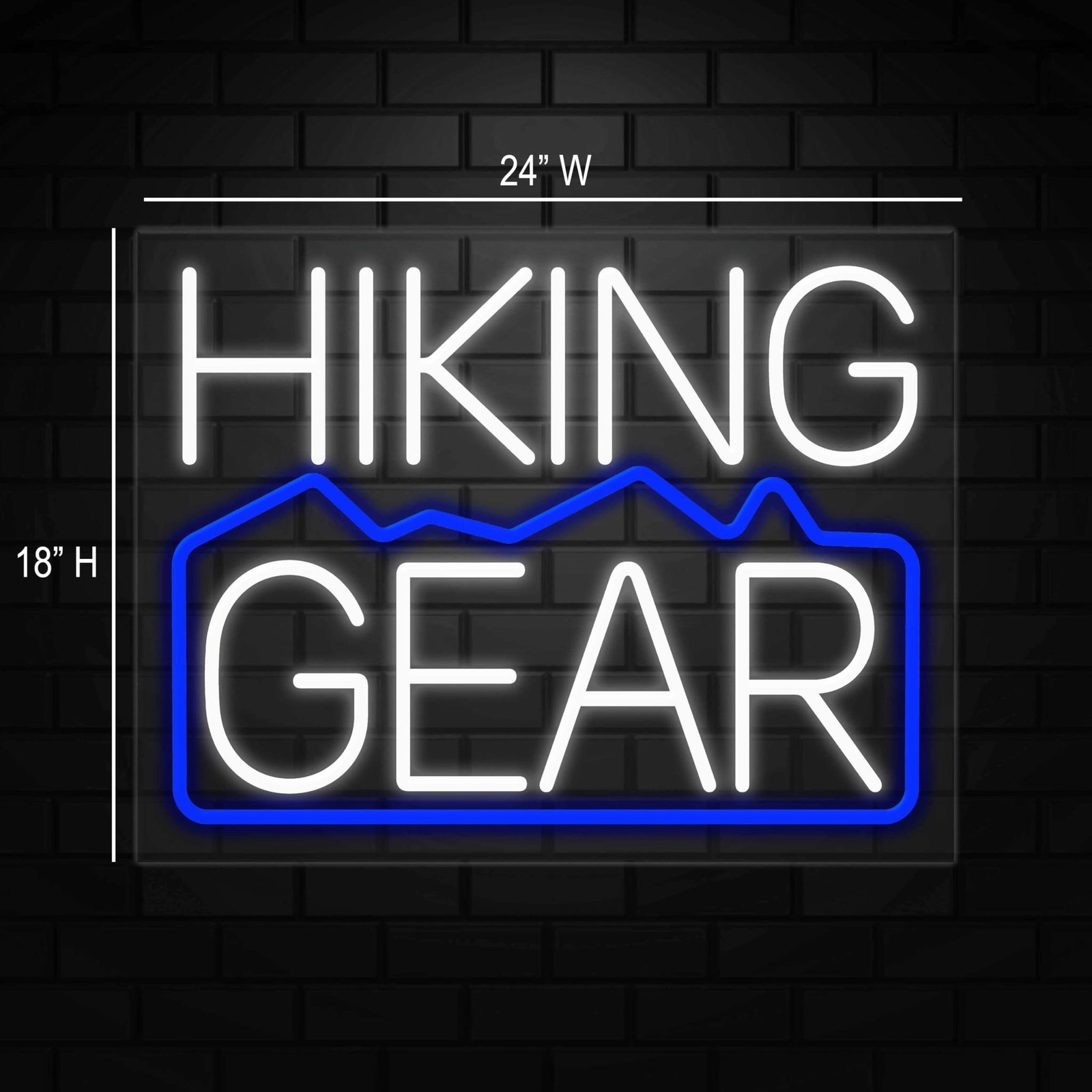 Hiking Gear Neon Sign for Retail Displays | LED Flex Neon | 24″W x 18″H x 1″D