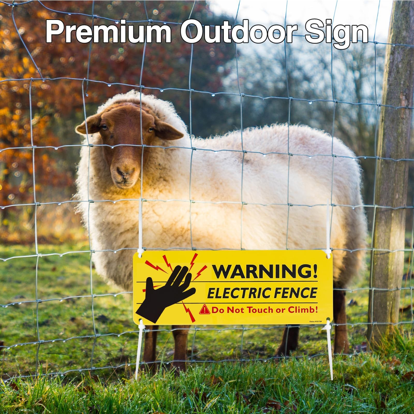5-Pack Reflective Electric Fence Warning Signs,10×3.5 Inch High Voltage Danger S