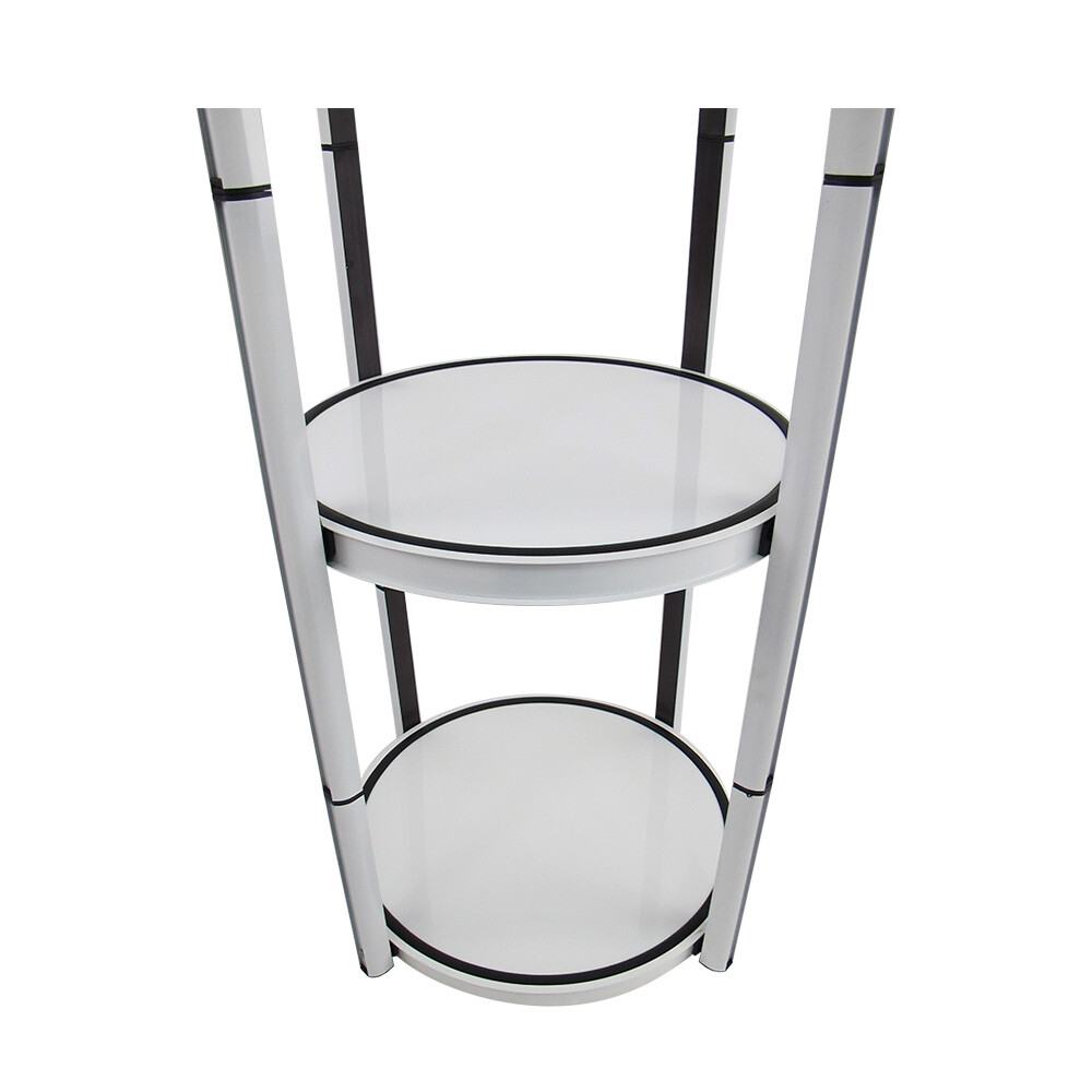 81.1in Round Twist Display Counter with Shelves Top Light Clear Magnetic Panels