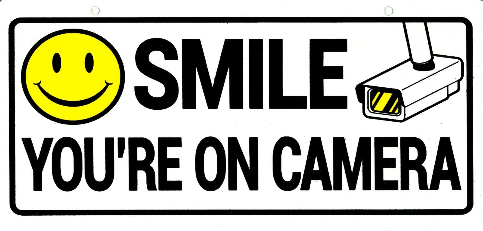 SMILE YOU’RE ON CAMERA 5″ x 10″ Security Shoplifting Sign plastic Hillman 843343
