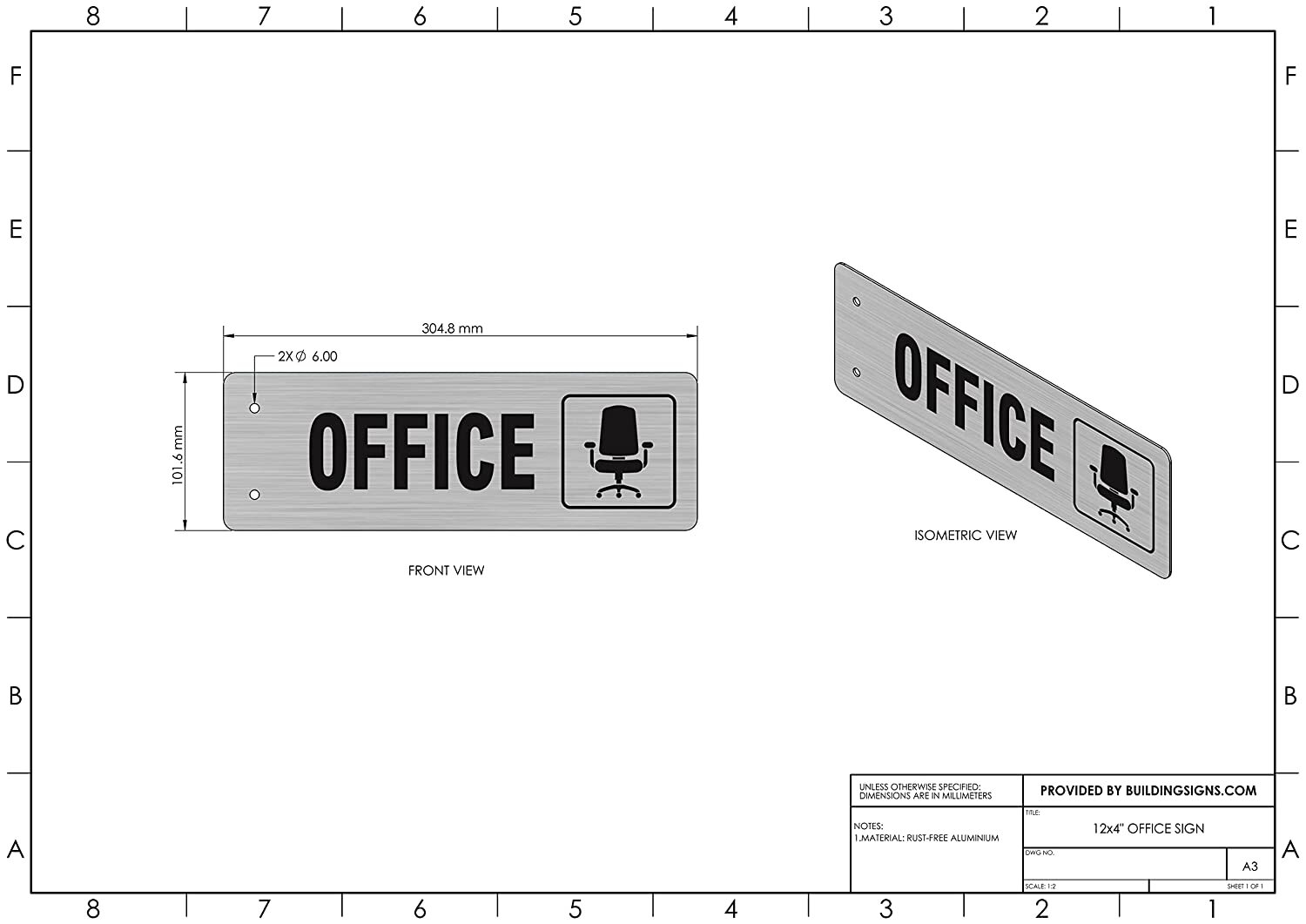 Office Sign -Two-Sided/Double Sided Projecting, Corridor-REF24-1027