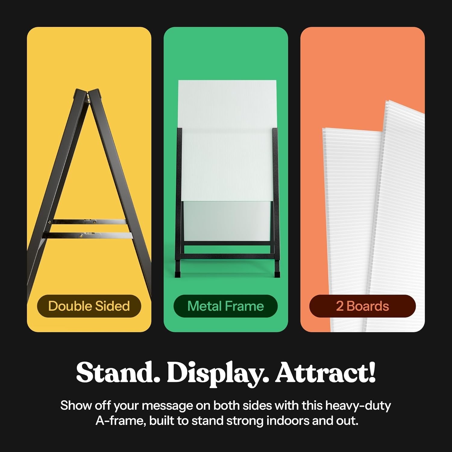 Heavy-Duty Outdoor A-Frame Sign Holder 22×28″ – Double-Sided Custom Display