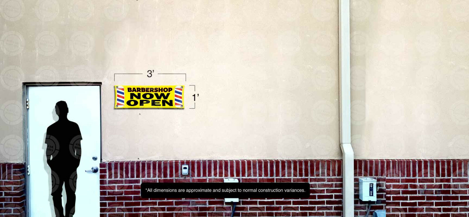 BARBERSHOP Now Open Banner Display Barber Pole Sign Poster Bright Color Print