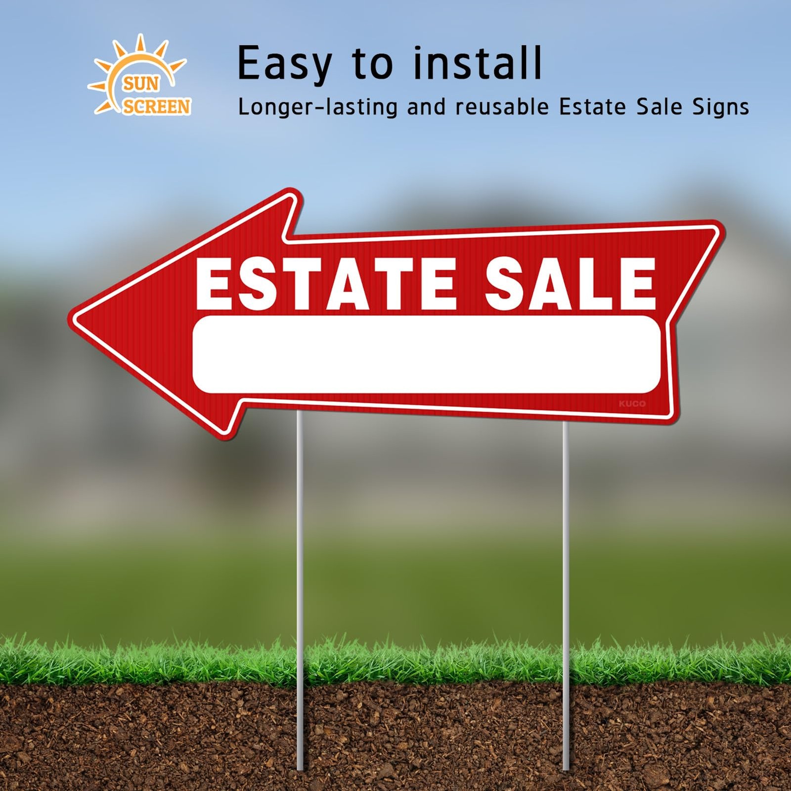 7 PC Estate Sale Signs, 17″ x 6″, Estate Sale Signs with Stakes Double Sided, La