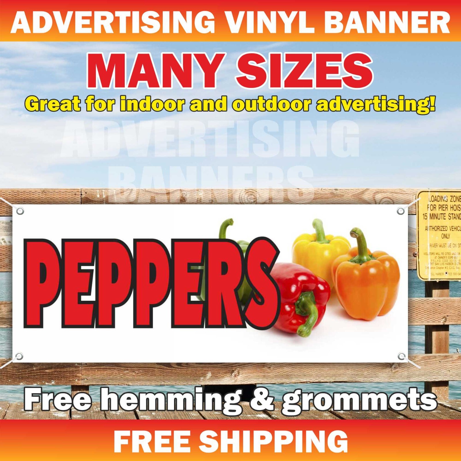 Peppers Advertising Banner Vinyl Sign fresh vegetables fruits farm berries