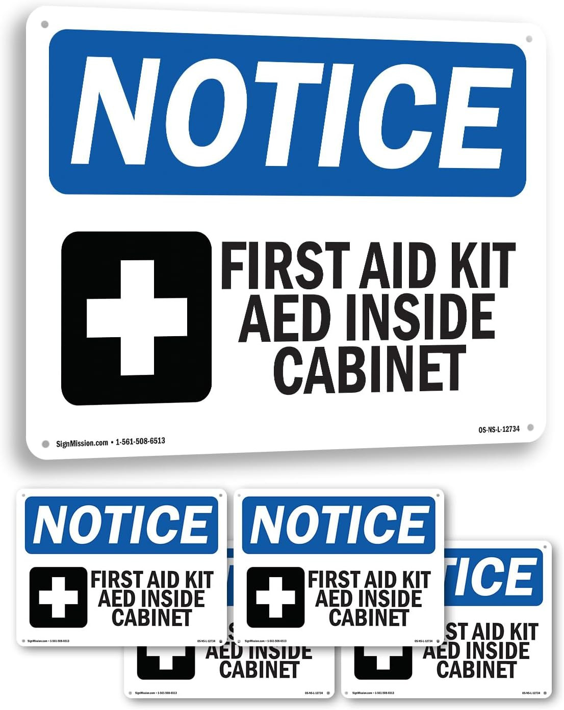First Aid Kit AED inside Cabinet OSHA Notice Aluminum Sign 24 Inch X 18 Inch – 5