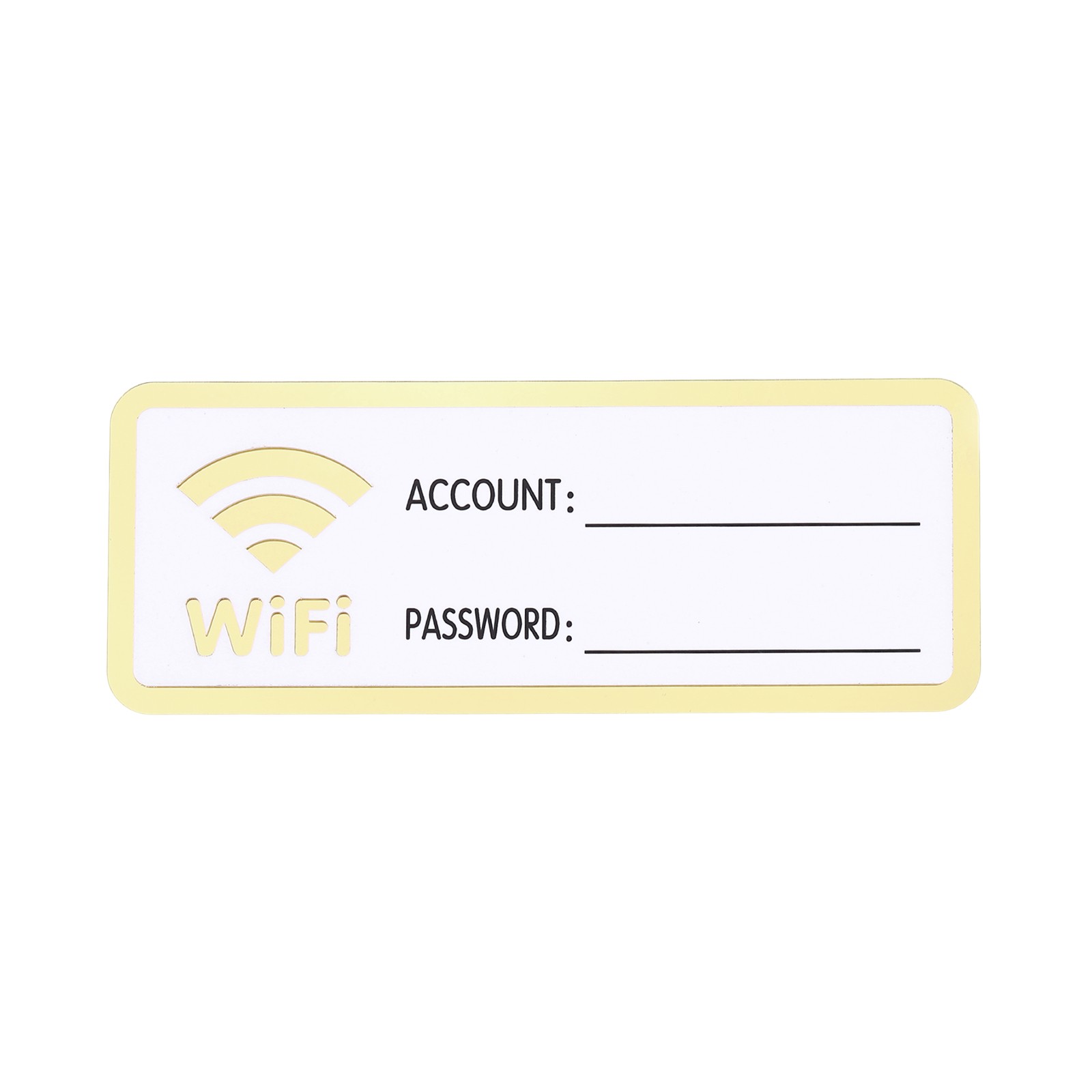 8″ x 3″ Wifi Password Sign, 1 Pcs Acrylic WiFi Sign Self Adhesive, White Gold