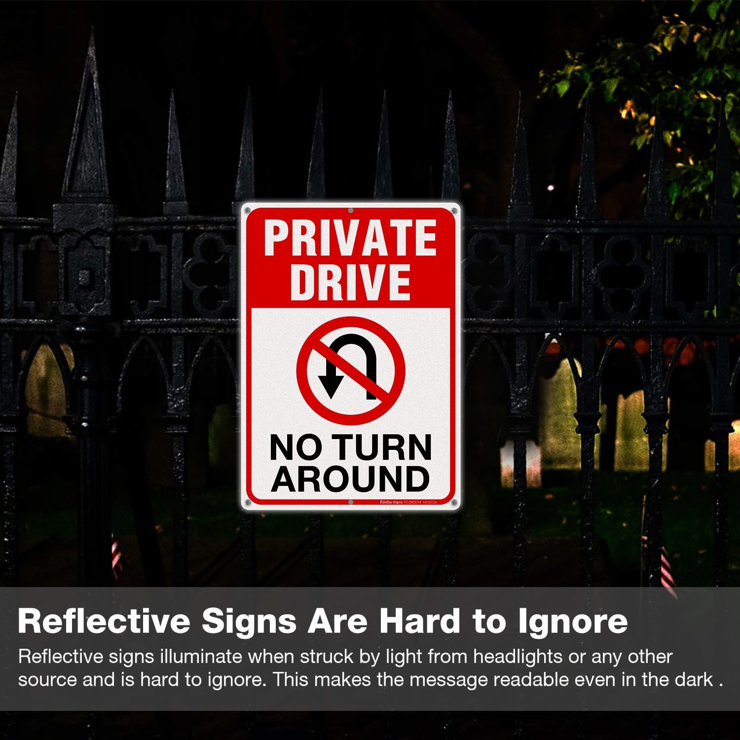 No Turn Around Driveway Signs 2 Pack 14×10 Rust Free Aluminum Reflective NEW