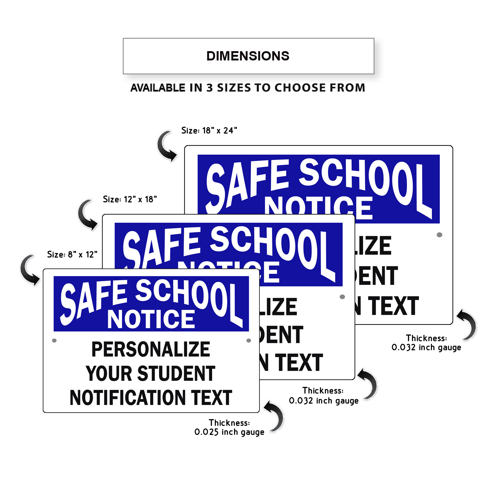 Custom Sign Safe School Notice Your Personalized Notice Text Aluminum Metal Sign