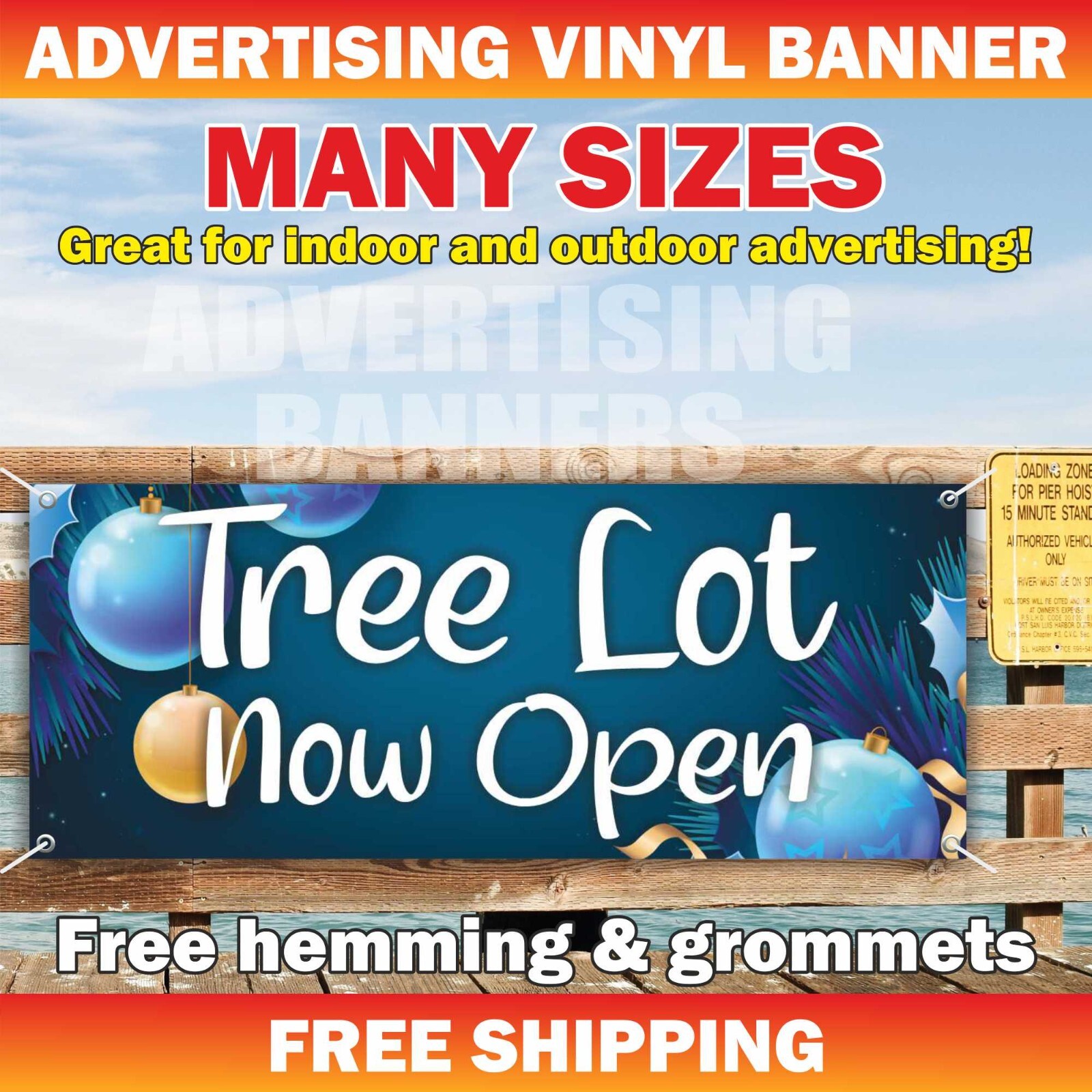 Tree Lot Now Open Advertising Banner Vinyl Mesh Sign CHRISTMAS Holidays Xmas Fir