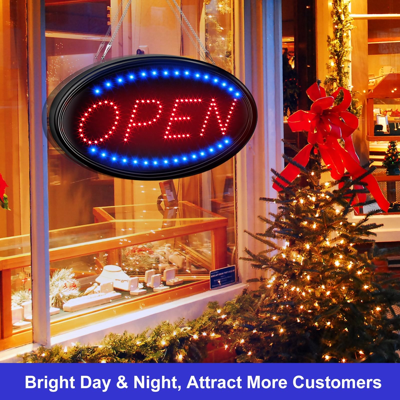 LED Open Sign 23×14 with Remote Timer & Flash/Steady Modes – Bright for Shop