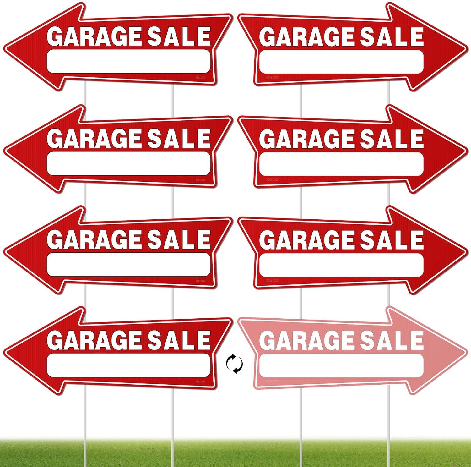 7 PC Garage Sale Signs with Stakes, 17″ X 6″, Double-Sided Garage Sale Arrows Ya