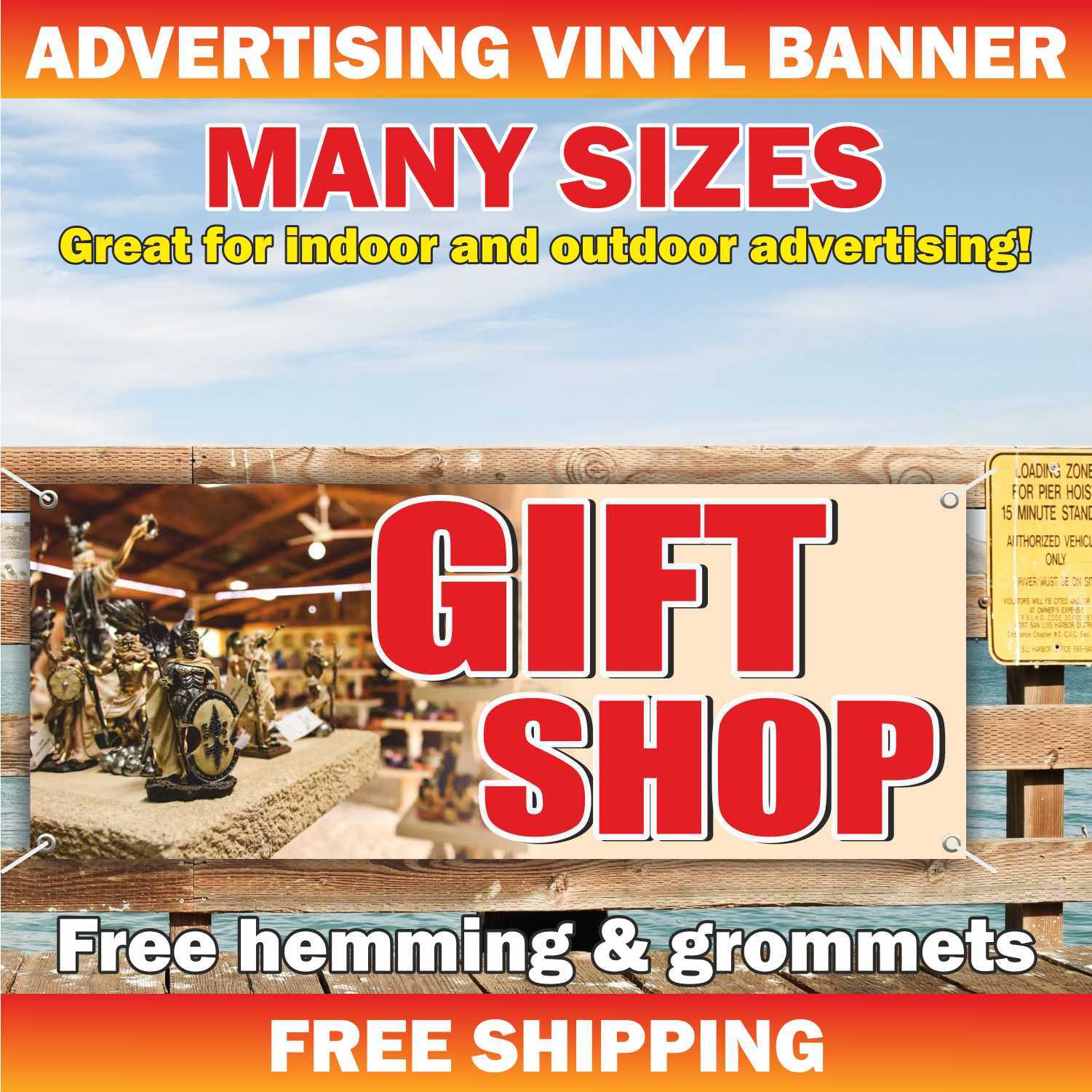 GIFT SHOP Advertising Banner Vinyl Mesh Sign Accessories Flowers Postcards Store