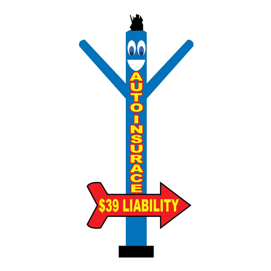 20ft Auto Insurance $39 Liability Air Inflatable Dancer With Arrow (Blue)