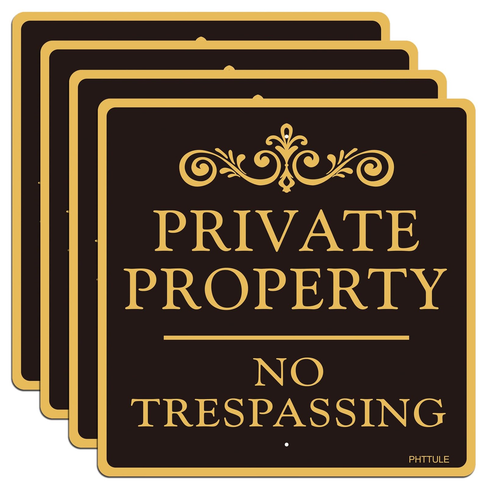 Large 4 Pack No Trespassing Signs Private Property, Metal 12×12 Inch Rust Fre…