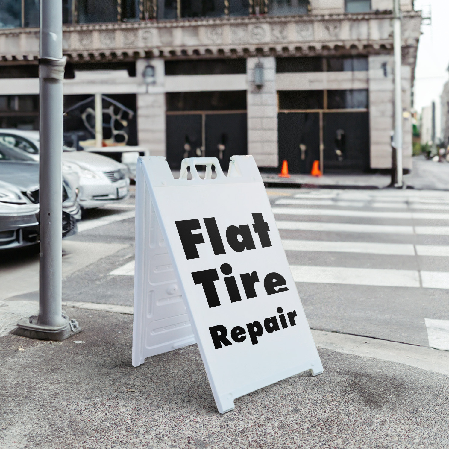 Flat Tire Repair Heavy Duty A-Frame Sidewalk Sign Quick Service Pro Mechanics
