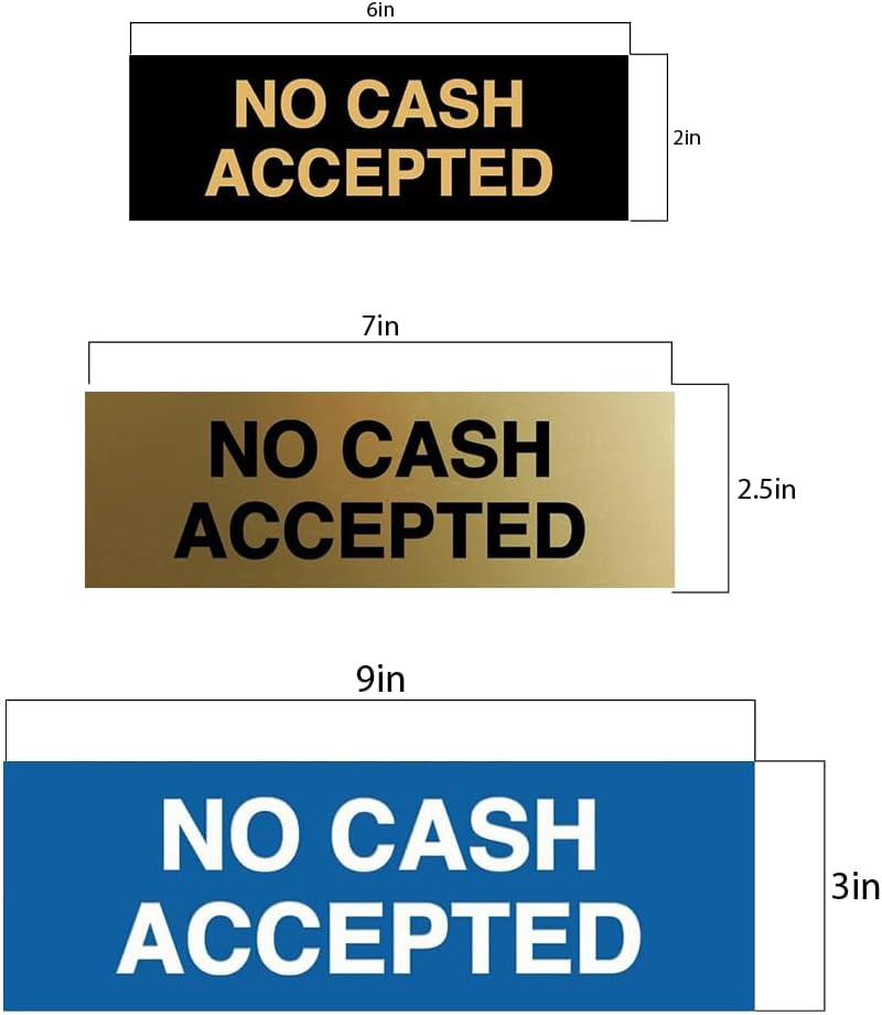 Basic No Cash Accepted Sign (Brushed Silver) – Small