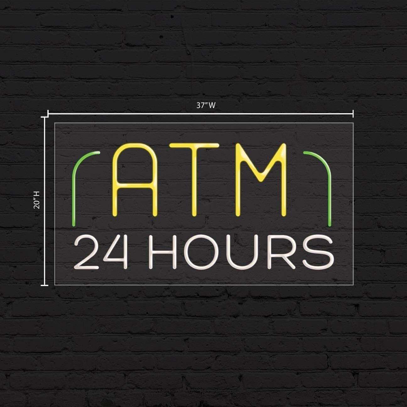 ATM 24 Hours Sign for Business Displays | LED Flex Neon | 37″W x 20″H x 1″D