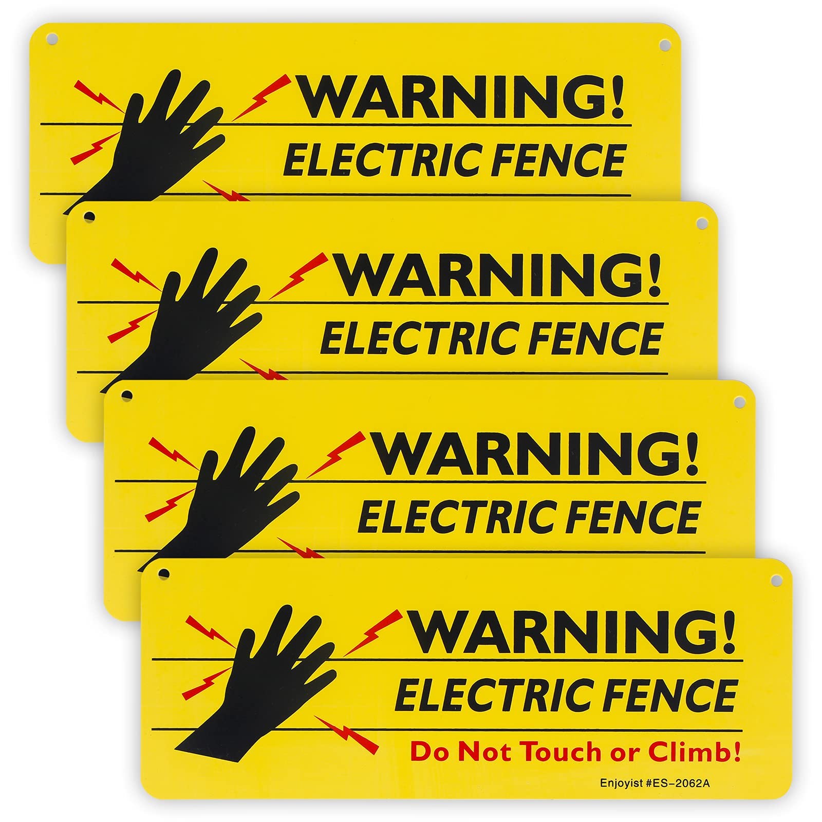 4-Pack Warning Electric Fence Safe Sign, 10″x 3.5″ Plastic Sign