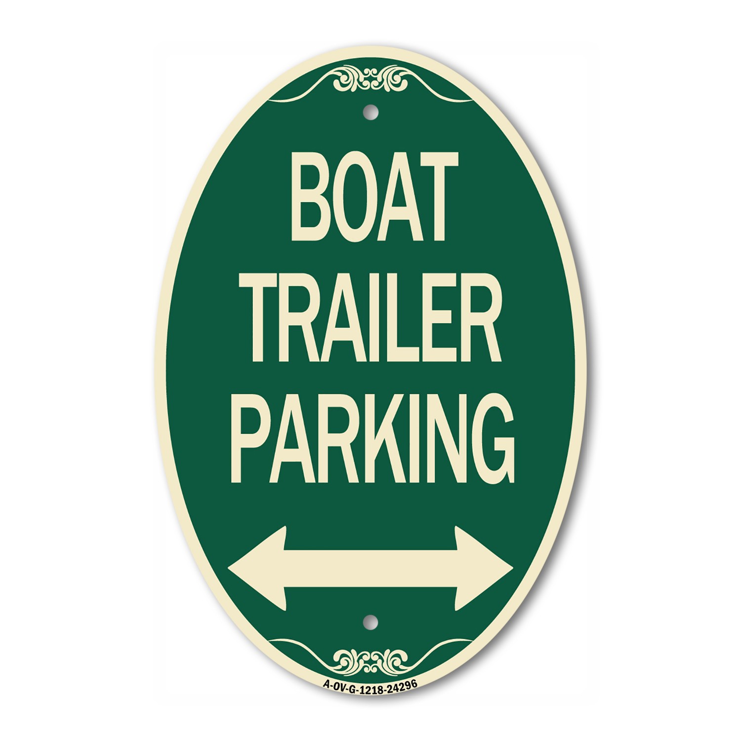Boat Trailer Parking (With Bidirectional Arrow Symbol) 12″ x 18″ Aluminum Sign