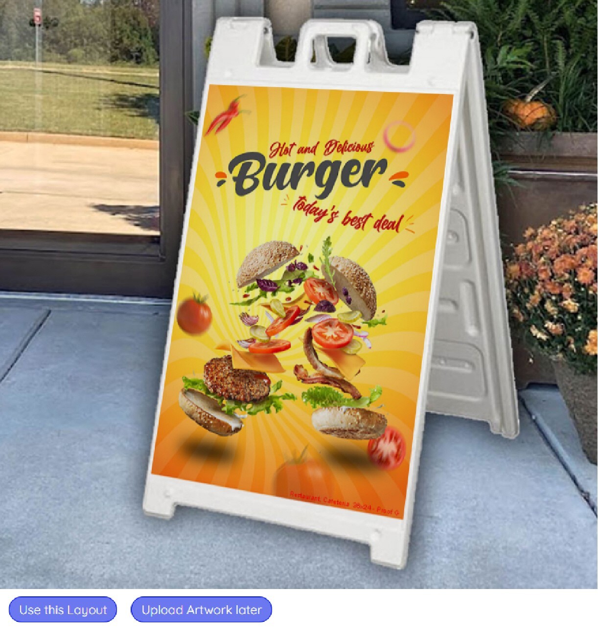 SideWalk Sign & 2 Plastic Sign Panels 24”x36” Custom Printed Your Text & Logos