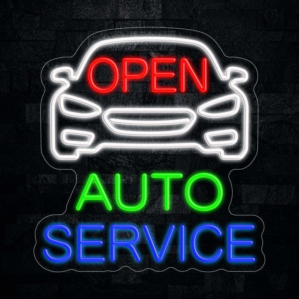 Auto Service Open LED Neon Sign 17″L x 18″H #25205