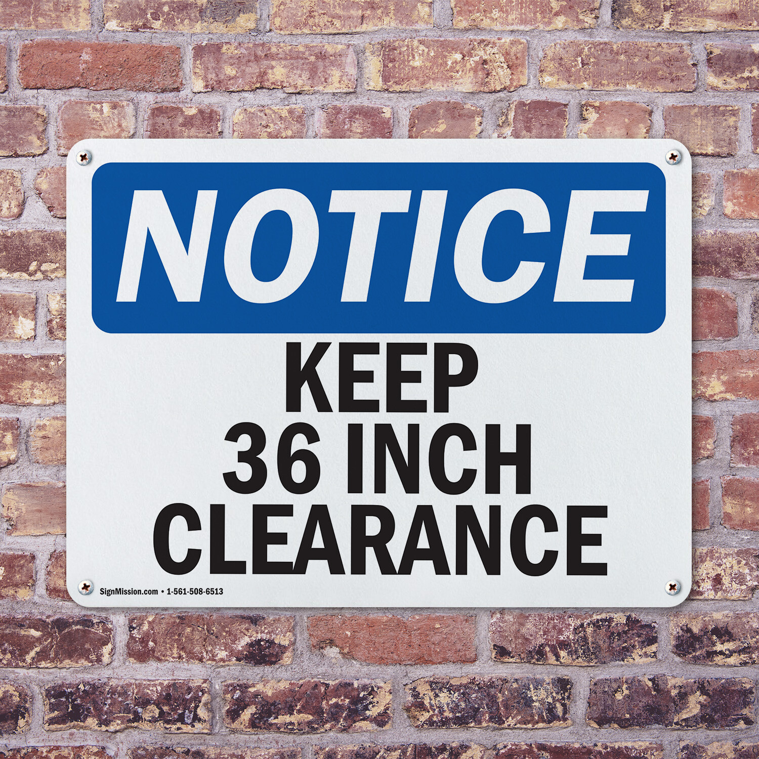 (2 Pack) Keep 36 Inch Clearance OSHA Notice Sign Decal Metal Plastic