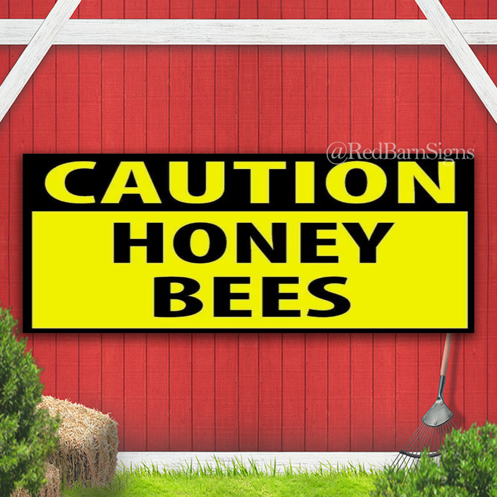 CAUTION HONEY BEES YELLOW Banner Sign ROAD SIGN with Grommets