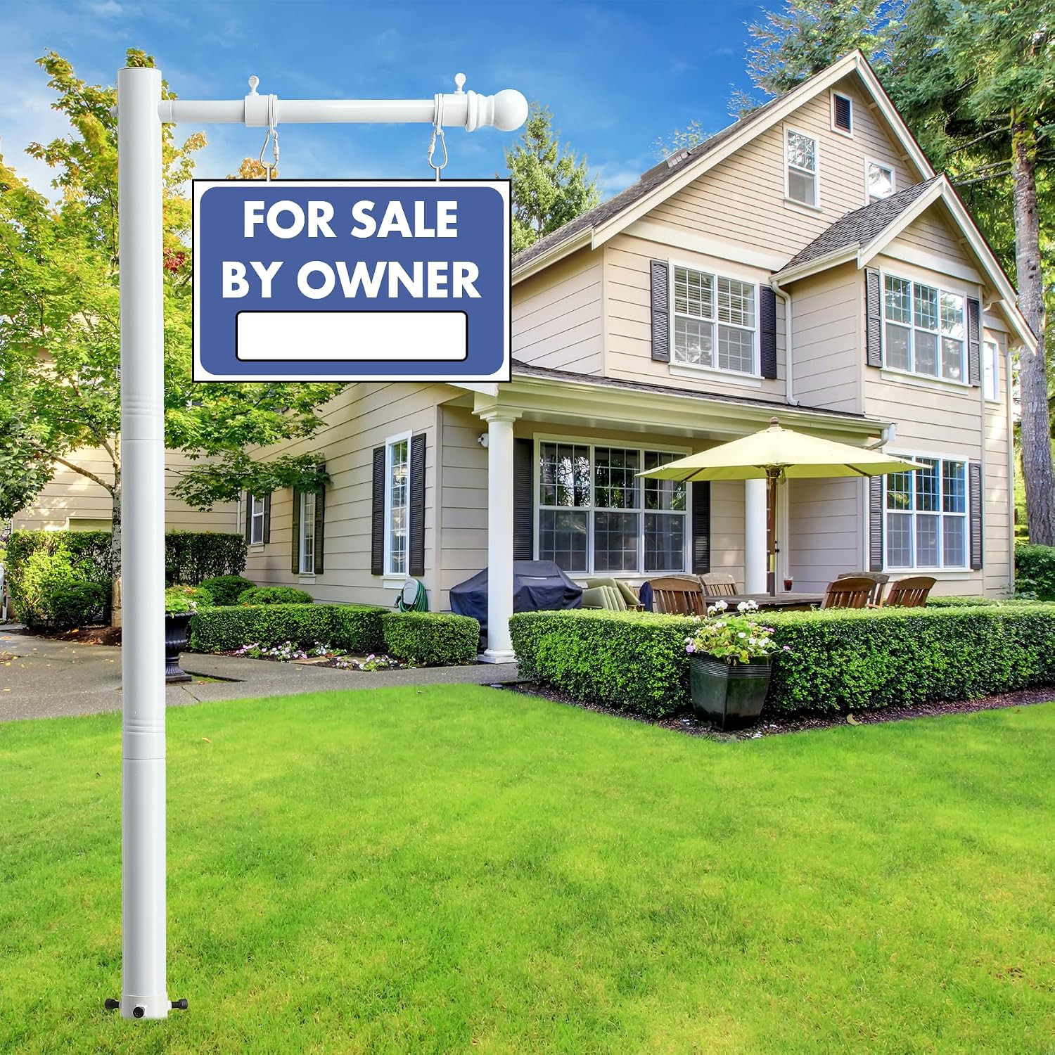 100″ Heavy-Duty Alloy Real Estate Sign Post Commercial Yard Sign with 35″ Arm &